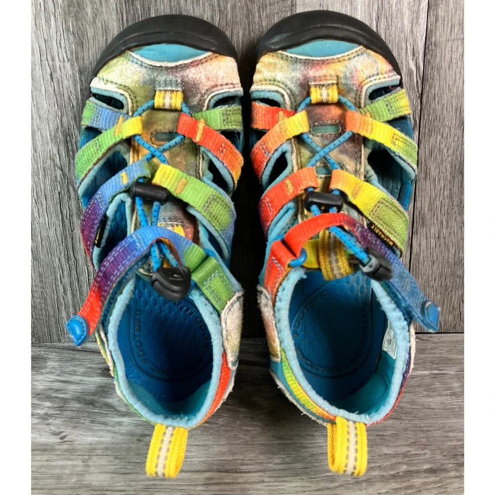 Keen Seacamp II CNX Kids 12 Rainbow Tie Dye Hybrid Sandals 1025133 Blue Multi